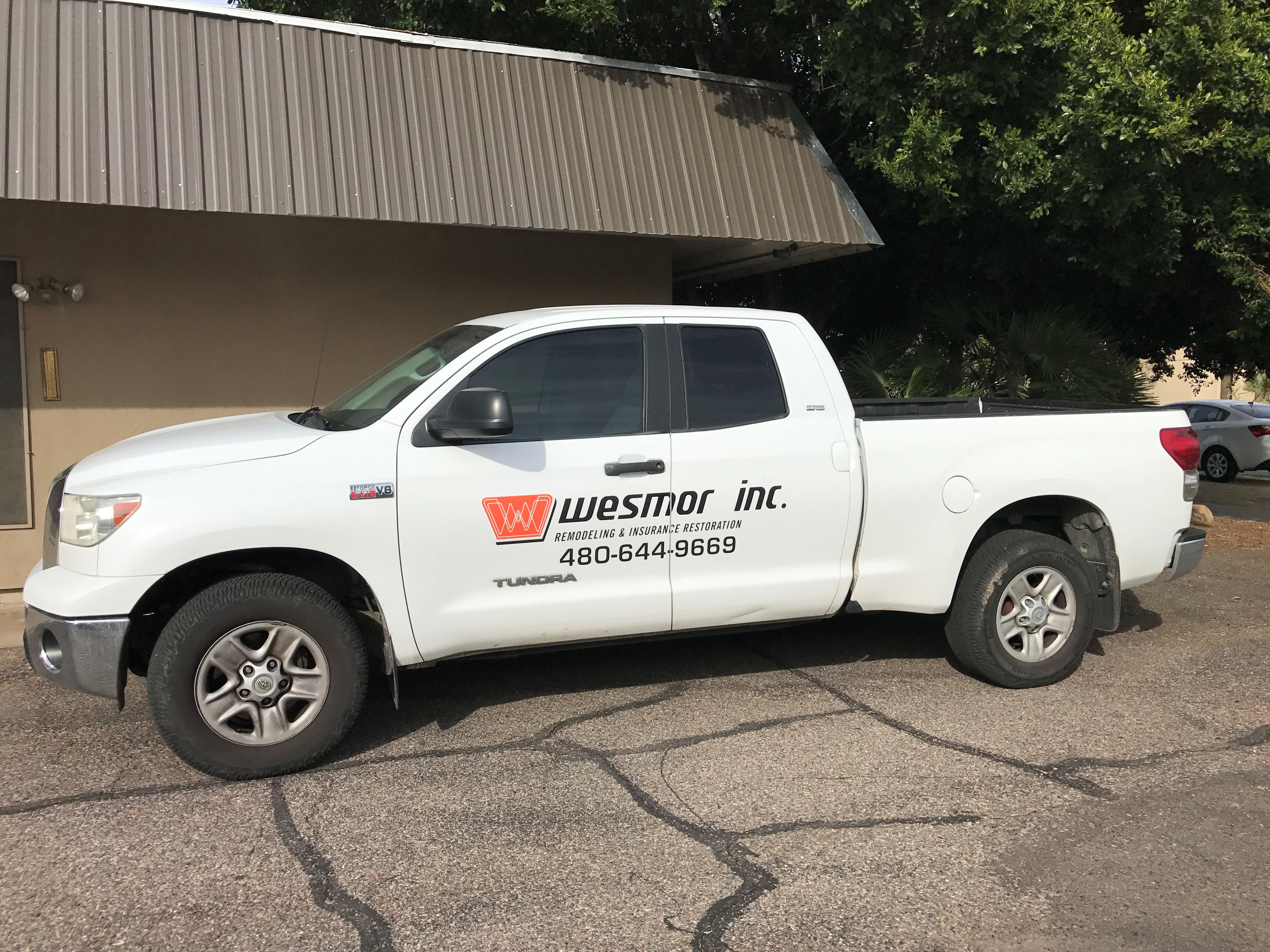 Branded Wesmor Inc. service truck — family-owned restoration crews serving the Phoenix Valley since 1988